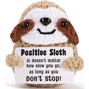 MBL Crochet Sloth Positive Gifts - Handmade Emotional Uplifting Support Cheer Up Knitted Sloth for Women Men Birthday Christmas Graduation Stocking Stuffers White Elephant, Small Pickle Potato Sloth