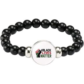 سوار Durabull Black Lives Matter، يدعم حركة BLM والعدالة للجميع، سوار أسود مطرز بالخرز مع BLM أصفر، للتوعية بالعنصرية، سوار معصم قابل للتمدد للرجال والنساء والأطفال