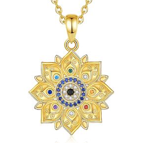INFUSEU Sterling Silver Evil Eye Jewelry Necklaces for Women Girls, Unique Protection Amulet Gifts