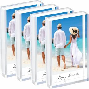 4 Pack Instax Mini Acrylic Picture Frames 2x3, Cute Polaroid Picture Frame, Desktop Tabletop Picture Frames Set, Mini Instant Photo Frames for Fujifilm & Polaroid Film