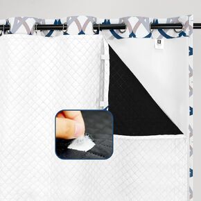 DriftAway Soundproof Thermal Insulated Quilted Curtain Liners for Bedroom Sound Barrier Blackout Cold Heat Noise Reducing Energy Saving 50 Inches by 80 Inches Grayish White One Panel