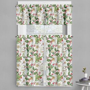 Ambesonne Christmas Kitchen Curtains, Vivid Fir Twigs and Magenta Balls Framework Special Day Preparation, Window Drapes 2 Panel Set for Kitchen Cafe Decor, 55" x 39", Magenta Green