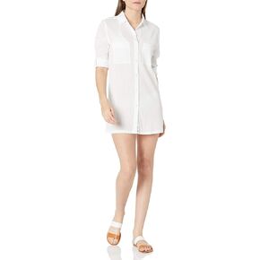 La Blanca Womens Camp Shirt Swimsuit Swimwear Cover Up, Black, Large US