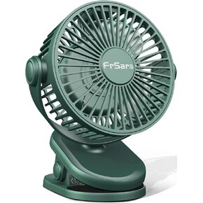FrSara USB Battery Powered Clip on Fan, Portable Small Fan with USB TYPE-C Charging, 3 Speeds Strong Airflow, with Sturdy Clamp, Quiet Desk Fan, Ideal for Bedroom Office Desktop Treadmill, Black