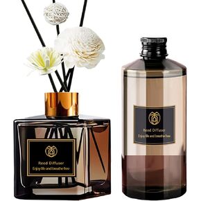 Reed Diffuser Set Fragrance Scent Aroma Perfume Oils Refill Rattan Ticks Air Freshener Aromatherapy for Room House Kitchen Bedroom Bathroom Office Hotel Decor Gift　 (Shangri-La)