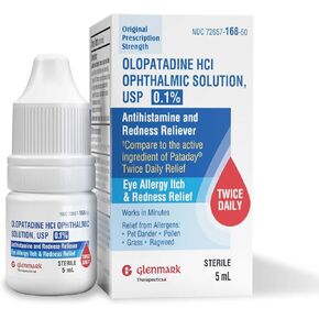 Olopatadine Eye Drops for Allergies, Redness Relief, Antihistamine Eye Drops, Allergy Relief from Pet Dander, Pollen, Grass, Ragweed, Works in Minutes, Olopatadine HCl 0.1%, 5ml