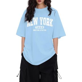 تي شيرت نسائي كبير الحجم تي شيرت برسوم علم الولايات المتحدة الأمريكية تي شيرت كلاسيكي فضفاض بأكمام قصيرة تيشيرتات صيفية فضفاضة من القطن برقبة دائرية in Kuwait