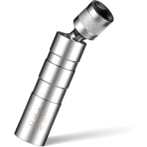 16mm Swivel Magnetic Spark Plug Socket Set, 3/8 Inch Drive Thin Wall Socket, 12-Point Design Compatible with Most Cars