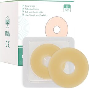 Ostomy Barrier Rings - Outer Diameter 2" (50mm) 2mm Thickness,Moldable Ostomy Rings,Hydrocolloid Skin Extender Rings for Colostomy Bags,10 Count