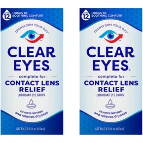 Clear Eyes Contact Lens Relief Eye Drops,0.5 Fl Oz (Pack of 2)