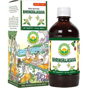 BASIC AYURVEDA Bhringrajasava Drink | 16.23 Fl Oz (480ml) | Natural Ayurvedic Syrup | for Healthy Hair & Immune System