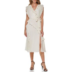 DKNY Women's Flounce Sleeve Fit and Flare