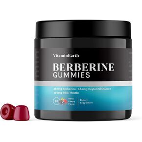 Berberine Gummies with Berberine HCL, Ceylon Cinnamon & Milk Thistle for Immune and Metabolism Support - Berry Cherry Flavor - 60 Count