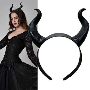 Devil Horns Headband Black Cosplay Horn Hair Hoop Gothic Beauty Halloween Dress Up Hair Accessories Hairdress for Halloween Christmas Party Dress Up