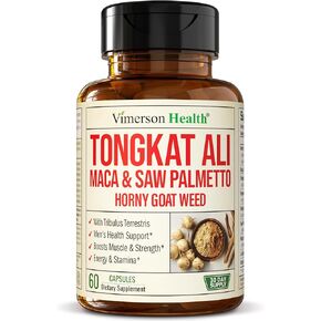 Tongkat Ali for Men - Healthy Testosterone Support. Balanced Energy Supplements for Men with Horny Goat Weed, Maca Root Powder, Tribulus Terrestris, Saw Palmetto Extract. Tongat-Ali for Men. 60 Caps