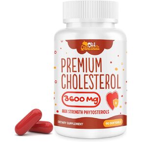 3600 MG Cholesterol Supplements with Plant Sterols, Niacin, Red Yeast Rice, Citrus Bergamot, Garlic, Cholesterol Supplement Support Normal Cholesterol Levels, 90 Softgels