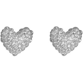 Fashion Full CZ Heart Love Stud Earrings for Women Girls Dainty 925 Sterling Silver Post 14K Gold Plated Sparkly Crystal Heart Studs Post Pin Minimalist Hypoallergenic for Sensitive Ear Valentine's Day Gifts