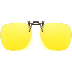 YAMEIZE Polarized Rimless Clip on Sunglasses - Round Glasses Anti-Glare UV Protection Flip Up for Men Women Driving Outdoor