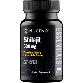Nugenix Essentials Shilajit Capsules Supplement - 500mg, Standardized to 50% Fulvic Acids, Himalayan, 60 Capsules