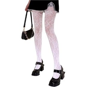 GORGLITTER Women's Heart Pattern Fishnet Tights High Waist See Through Sheer Pantyhose