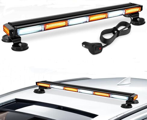 AnTom 38.5" LED Strobe Light Bar,High Bright LED Emergency Flashing Beacon Light Bar,Magnetic Base Amber Light,Emergency Strobe Light for DC12V-24V Construction Vehicles,Truck,Snow Plow,Postal(Amber) in Kuwait