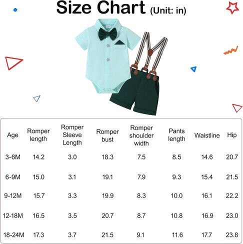 YUEMION Infant Baby Boy Clothes Gentleman Outfits Suits Summer Short Sleeve Bowtie Bodysuit Shirts + Suspender Shorts(0-24M) in Saudi Arabia