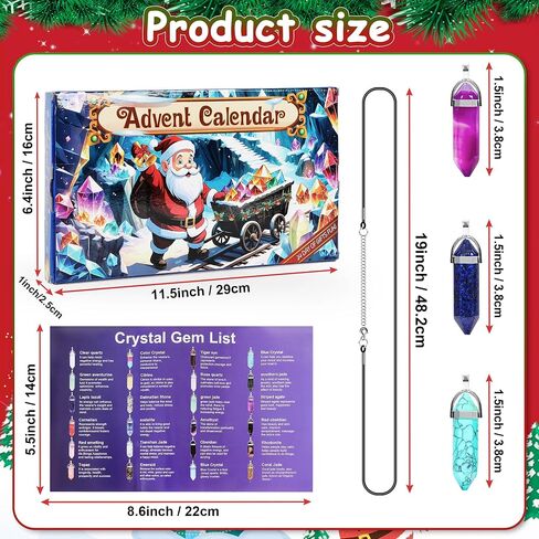 Advent Calendar 2024 Crystals Gemstones - 24 Surprise Healing Crystal Christmas Countdown Natural Crystal Gem Necklace Gifts for Girls Boys Kids Adults Women and Teenagers in Saudi Arabia