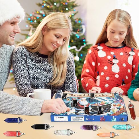 Advent Calendar 2024 Crystals Gemstones - 24 Surprise Healing Crystal Christmas Countdown Natural Crystal Gem Necklace Gifts for Girls Boys Kids Adults Women and Teenagers in Saudi Arabia