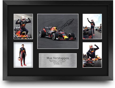 HWC Trading Max Verstappen مقاس 16 × 12 بوصة (A3) هدايا مطبوعة موقعة عرض تقديمي لمحبي سباقات الفورمولا 1 - 16 بوصة × 12 بوصة مؤطرة in Saudi Arabia