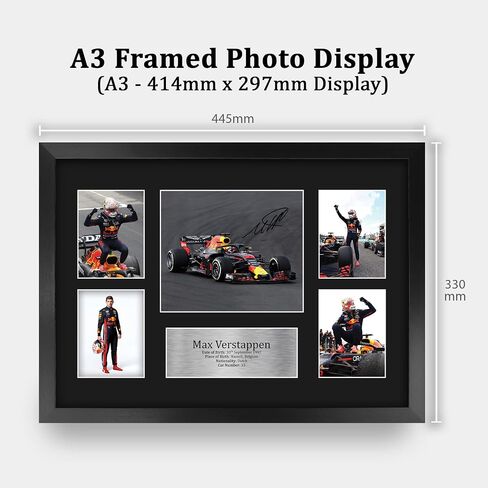 HWC Trading Max Verstappen مقاس 16 × 12 بوصة (A3) هدايا مطبوعة موقعة عرض تقديمي لمحبي سباقات الفورمولا 1 - 16 بوصة × 12 بوصة مؤطرة in Saudi Arabia