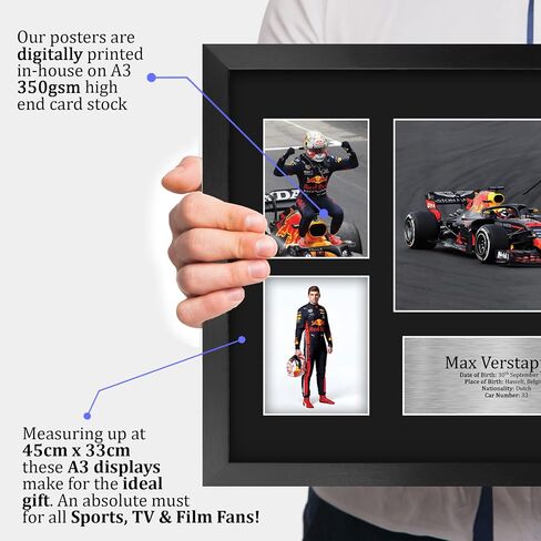 HWC Trading Max Verstappen مقاس 16 × 12 بوصة (A3) هدايا مطبوعة موقعة عرض تقديمي لمحبي سباقات الفورمولا 1 - 16 بوصة × 12 بوصة مؤطرة in Saudi Arabia