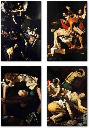 TAIYUK Caravaggio Wall Art Prints,Caravaggio Canvas Poster Set of 4,Art Painting Posters for Room Aesthetic, Home Decorative Wall Art Living Room Bedroom 08x12inch(20x30cm) Unframed 4 PCS JECUKN in Saudi Arabia
