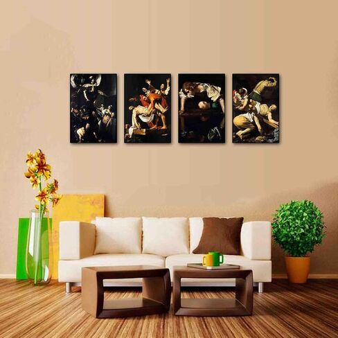 TAIYUK Caravaggio Wall Art Prints,Caravaggio Canvas Poster Set of 4,Art Painting Posters for Room Aesthetic, Home Decorative Wall Art Living Room Bedroom 08x12inch(20x30cm) Unframed 4 PCS JECUKN in Saudi Arabia