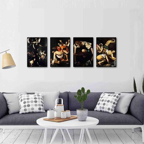TAIYUK Caravaggio Wall Art Prints,Caravaggio Canvas Poster Set of 4,Art Painting Posters for Room Aesthetic, Home Decorative Wall Art Living Room Bedroom 08x12inch(20x30cm) Unframed 4 PCS JECUKN in Saudi Arabia