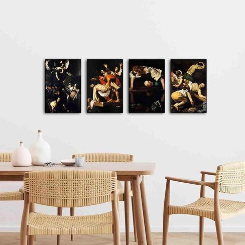 TAIYUK Caravaggio Wall Art Prints,Caravaggio Canvas Poster Set of 4,Art Painting Posters for Room Aesthetic, Home Decorative Wall Art Living Room Bedroom 08x12inch(20x30cm) Unframed 4 PCS JECUKN in Saudi Arabia