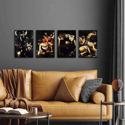 TAIYUK Caravaggio Wall Art Prints,Caravaggio Canvas Poster Set of 4,Art Painting Posters for Room Aesthetic, Home Decorative Wall Art Living Room Bedroom 08x12inch(20x30cm) Unframed 4 PCS JECUKN in Saudi Arabia