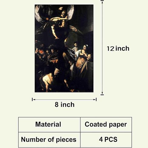 TAIYUK Caravaggio Wall Art Prints,Caravaggio Canvas Poster Set of 4,Art Painting Posters for Room Aesthetic, Home Decorative Wall Art Living Room Bedroom 08x12inch(20x30cm) Unframed 4 PCS JECUKN in Saudi Arabia