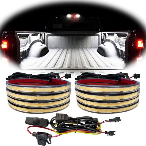 LED Truck Bed Lights, 60 Inches, 2 Pack, COB 1584 LEDs, 6500K,12V, 30W, Waterproof, with Switch, 5A Fuse Holder, Easy Install, Ideal for Truck Cargo Lighting in Kuwait