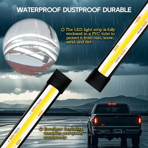 LED Truck Bed Lights, 60 Inches, 2 Pack, COB 1584 LEDs, 6500K,12V, 30W, Waterproof, with Switch, 5A Fuse Holder, Easy Install, Ideal for Truck Cargo Lighting in Kuwait