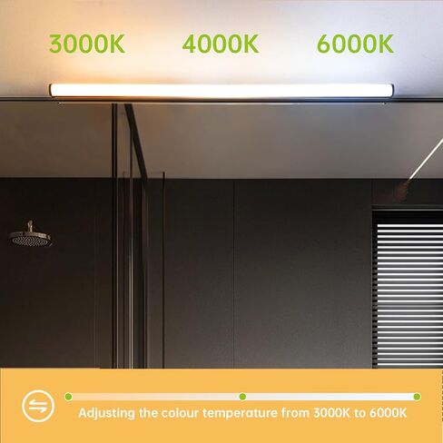40x30 Black Bathroom Mirror with Front Lights, Anti-Fog, Dimmable, Wall-Mounted Vanity Mirror with LED Lights, Three Colors, Memory,Waterproof, Shatterproof, Horizontal/Vertical in Saudi Arabia