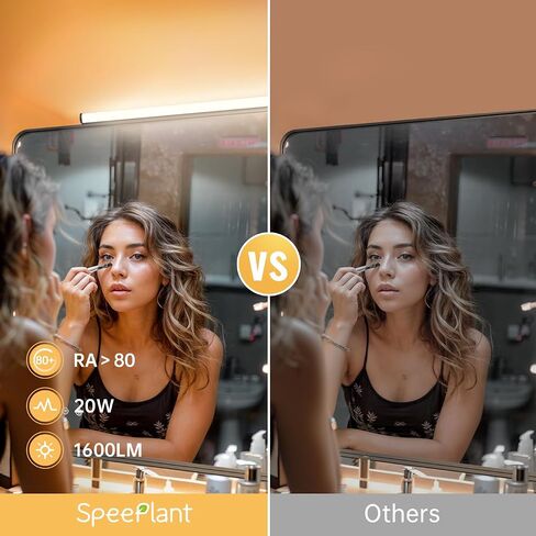40x30 Black Bathroom Mirror with Front Lights, Anti-Fog, Dimmable, Wall-Mounted Vanity Mirror with LED Lights, Three Colors, Memory,Waterproof, Shatterproof, Horizontal/Vertical in Saudi Arabia