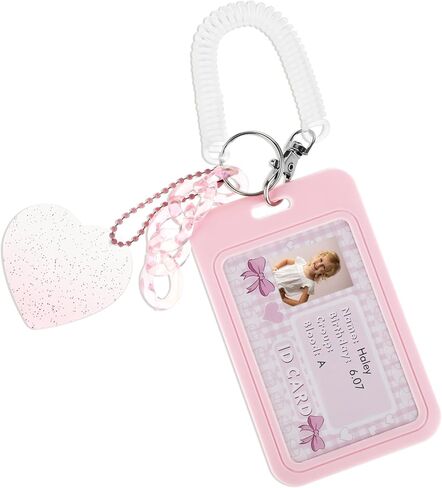 Amaxiu 3 Inch Acrylic Kpop Photocard Holder, Photocard Display Frame Kpop Photocard Stand Kpop Photocard Organizer with Keychain Love Heart Pendant for Tabletop Decor (Pink) in Kuwait