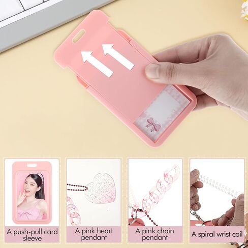 Amaxiu 3 Inch Acrylic Kpop Photocard Holder, Photocard Display Frame Kpop Photocard Stand Kpop Photocard Organizer with Keychain Love Heart Pendant for Tabletop Decor (Pink) in Kuwait