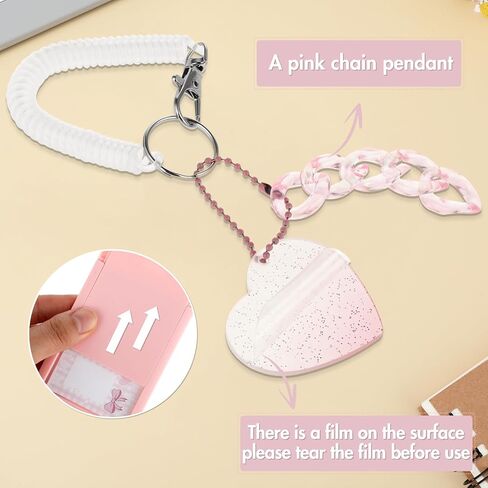 Amaxiu 3 Inch Acrylic Kpop Photocard Holder, Photocard Display Frame Kpop Photocard Stand Kpop Photocard Organizer with Keychain Love Heart Pendant for Tabletop Decor (Pink) in Kuwait