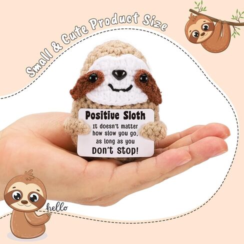 MBL Crochet Sloth Positive Gifts - Handmade Emotional Uplifting Support Cheer Up Knitted Sloth for Women Men Birthday Christmas Graduation Stocking Stuffers White Elephant, Small Pickle Potato Sloth in Saudi Arabia