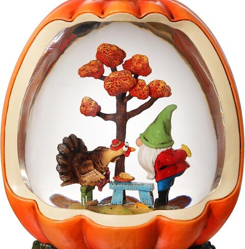 Fall Snow Globe Pumpkin Fall Decorations for Home, Gnome Snow Globe with Turkey Swirling Glitter Timer, Lighted Thanksgiving Decor Indoor Fall Decor, USB or Battery Operated in Saudi Arabia