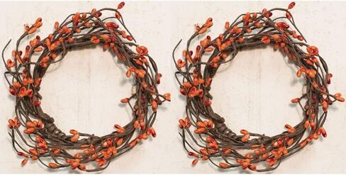 Fall Halloween Pip Candle Rings | 2 Pc Set | 3.5 inch Center | Dark Orange in Kuwait