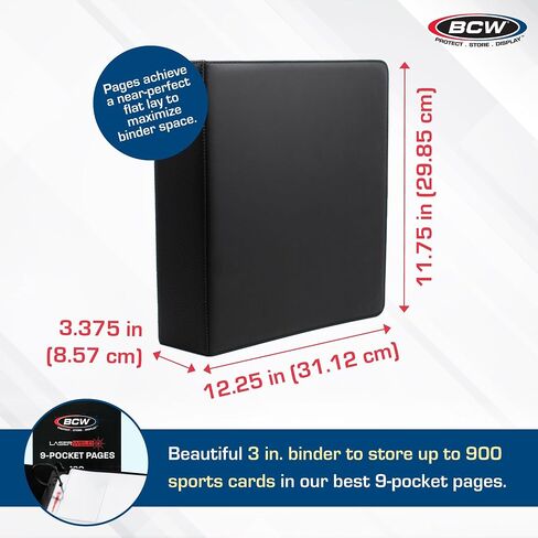BCW 3-inch Sports Collectors Album - Hockey & BCW LaserWeld 9 Pocket Pages - 100 Page Box | Premium Binder with Ultra Flat Clear Pocket Pages | Ideal for Organizing Sports Cards and Gaming Cards in Saudi Arabia