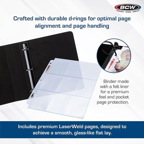 BCW 3-inch Sports Collectors Album - Football & BCW LaserWeld 9 Pocket Pages - 100 Page Box | Premium Binder with Ultra Flat Clear Pocket Pages | Ideal for Organizing Sports Cards and Gaming Cards in Saudi Arabia