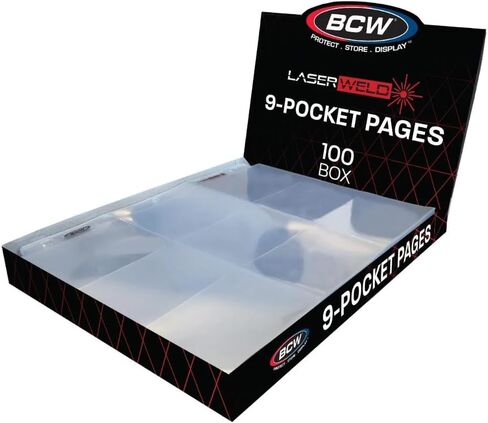 BCW 3-inch Sports Collectors Album - Football & BCW LaserWeld 9 Pocket Pages - 100 Page Box | Premium Binder with Ultra Flat Clear Pocket Pages | Ideal for Organizing Sports Cards and Gaming Cards in Saudi Arabia